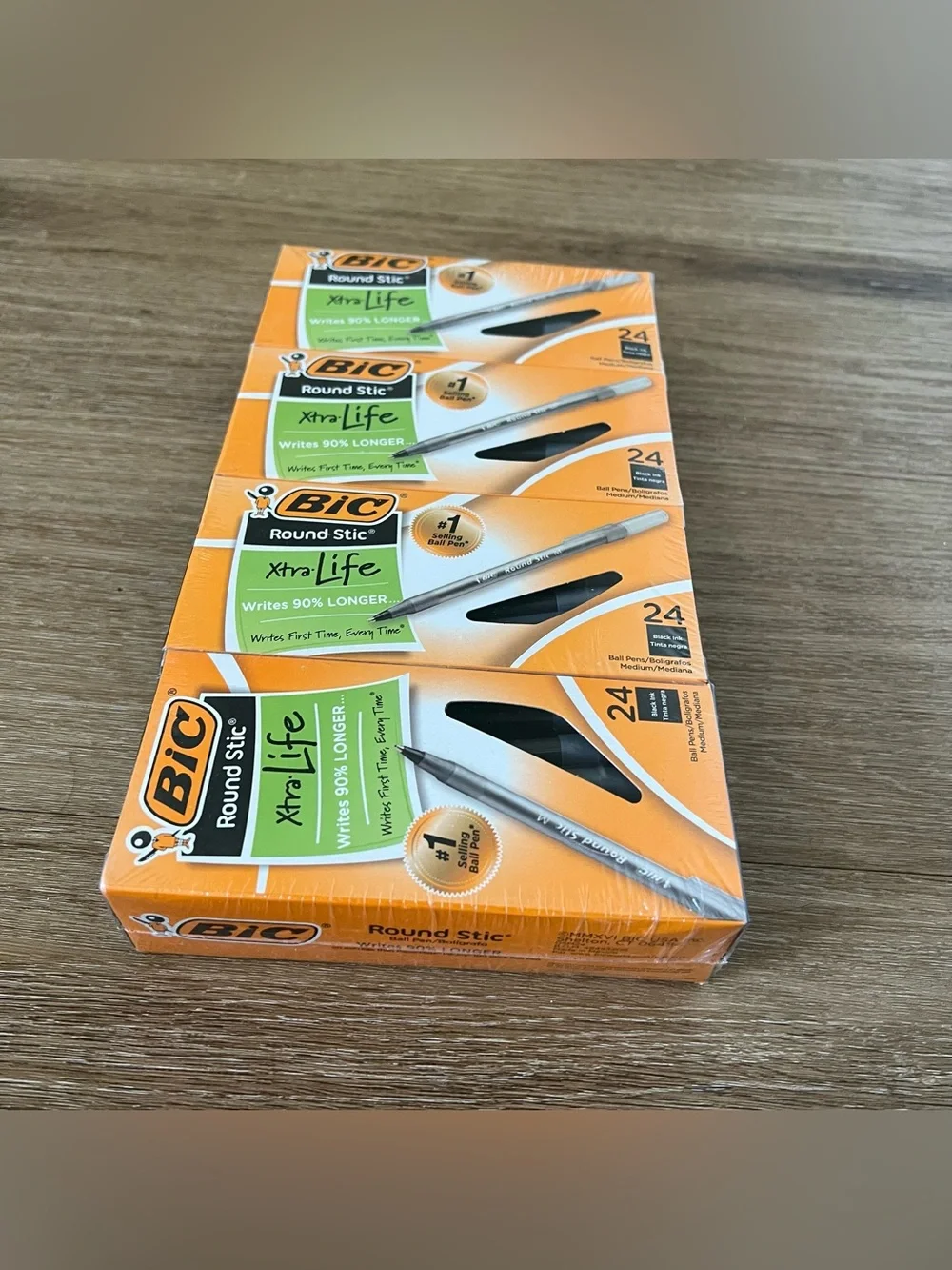 NWT BIC Round Stic Xtra Life, Medium Point, 96 ct., Black